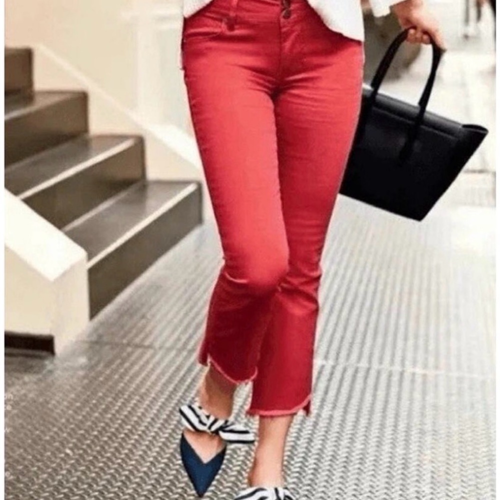 Cabi Hi Low Red Crop Jeans